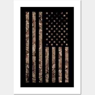 Desert Camo American Flag Military, Tactical Camouflage USA Posters and Art